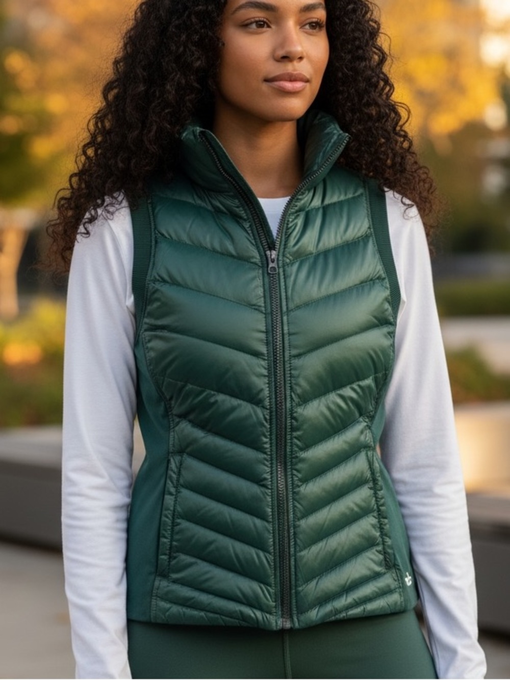 Womens Forest Green Alo Quilted Packable Vest
